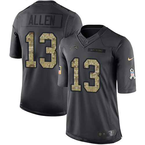 Men's Limited Keenan Allen Nike Jersey Black - #13 2016 Salute to Service NFL Los Angeles Chargers